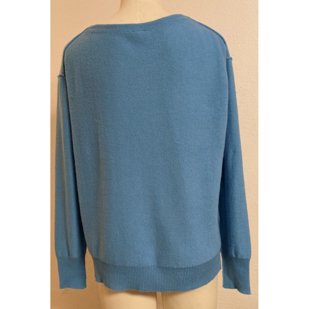 NEW~Women's Free People Harmony Cashmere V-Neck Sweater in Blue "Grecian Sea" XS - Picture 4 of 14